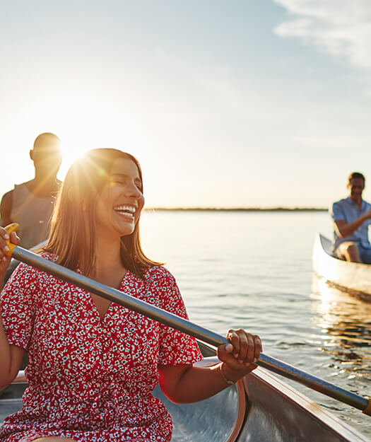 Group of people canoeing